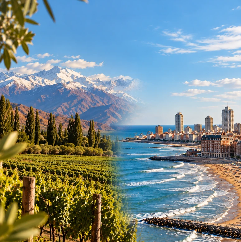 Mendoza y Mar del Plata: montaña, viñedos y mar